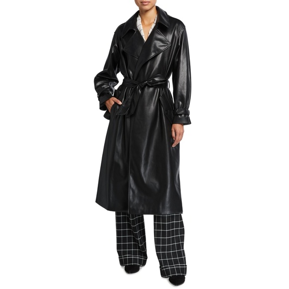 Alice + Olivia Jackets & Blazers - NWT $695 A+O  Nevada Draped Faux-Leather Midi Coat
